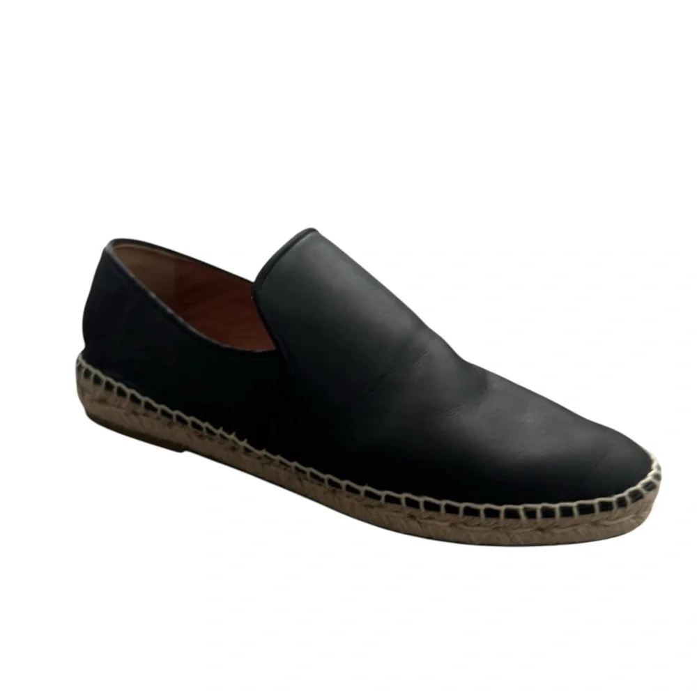 Aquatalia Black Espadrille Flats Loafers size 7 minimalist contemporary